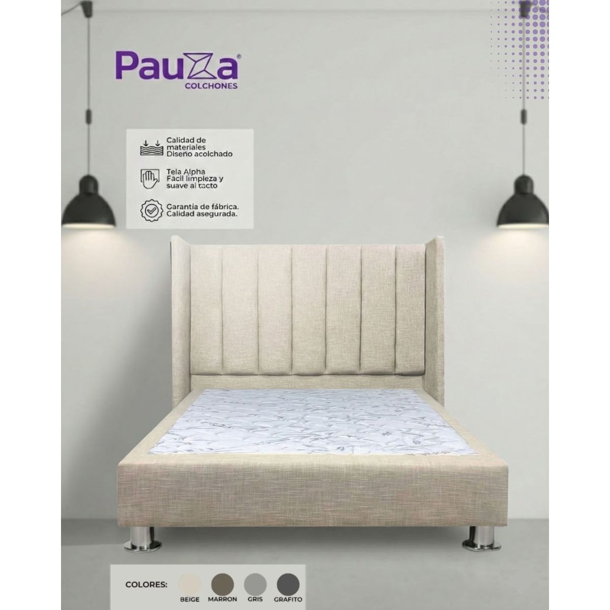 PAUZA - DORMITORIO PREMIUM LINEAL 2 PLZ BEIGE