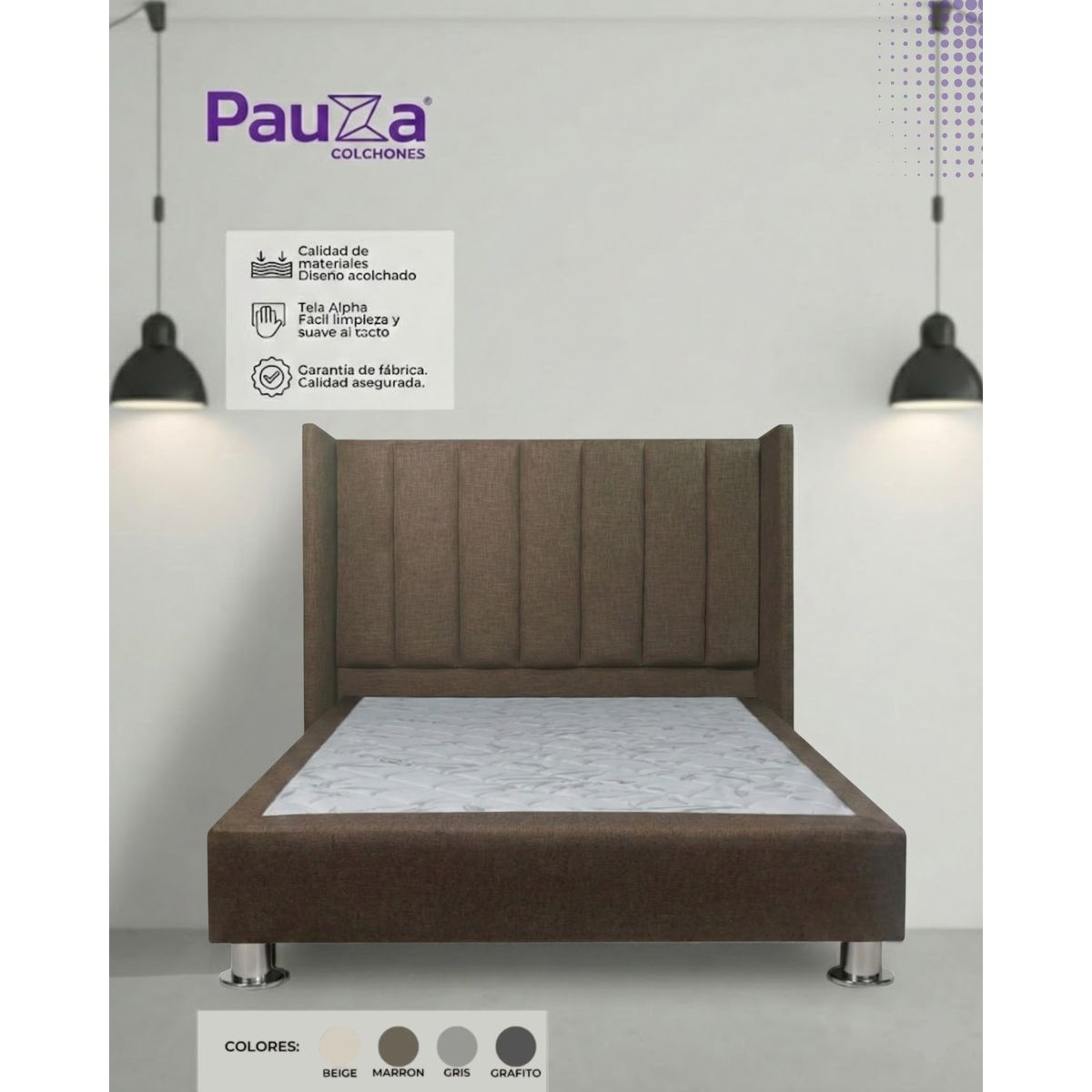 PAUZA - DORMITORIO PREMIUM LINEAL KING MARRON