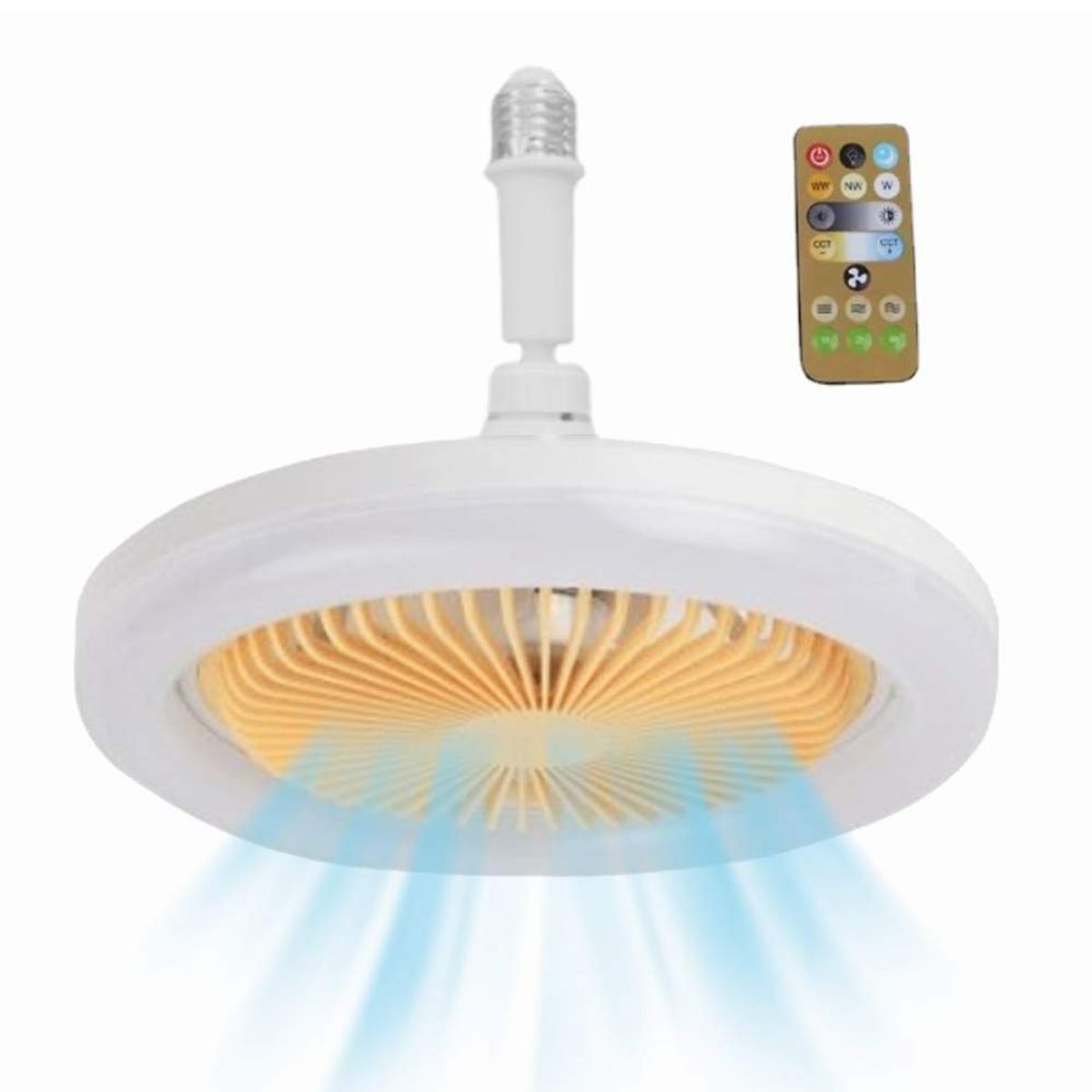 GENERICO - Foco Ventilador de techo Led Blanco con Amarillo Calido 50W con control