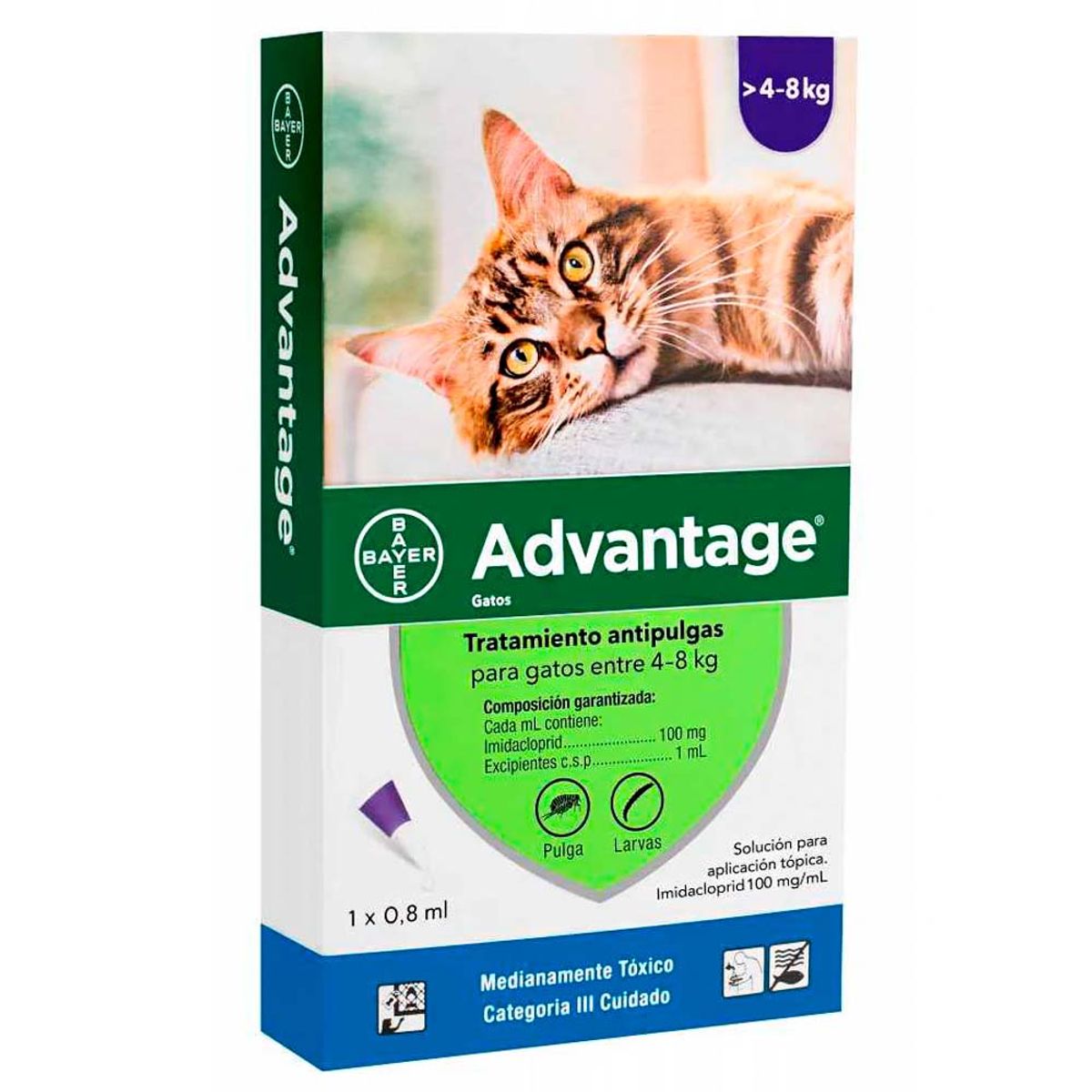 ADVANTAGE - Pack x2 Pipeta Antipulgas ADVANTAGE Gatos de 4 a 8 kg