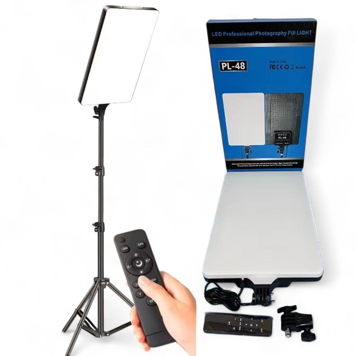 GENERICO - Panel LED Profesional PL-48 con Trípode y Control Remoto