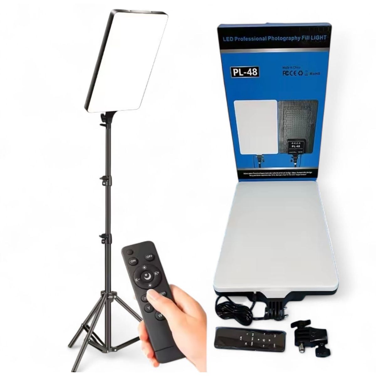 GENERICO - Panel LED Profesional PL-48 con Trípode y Control Remoto
