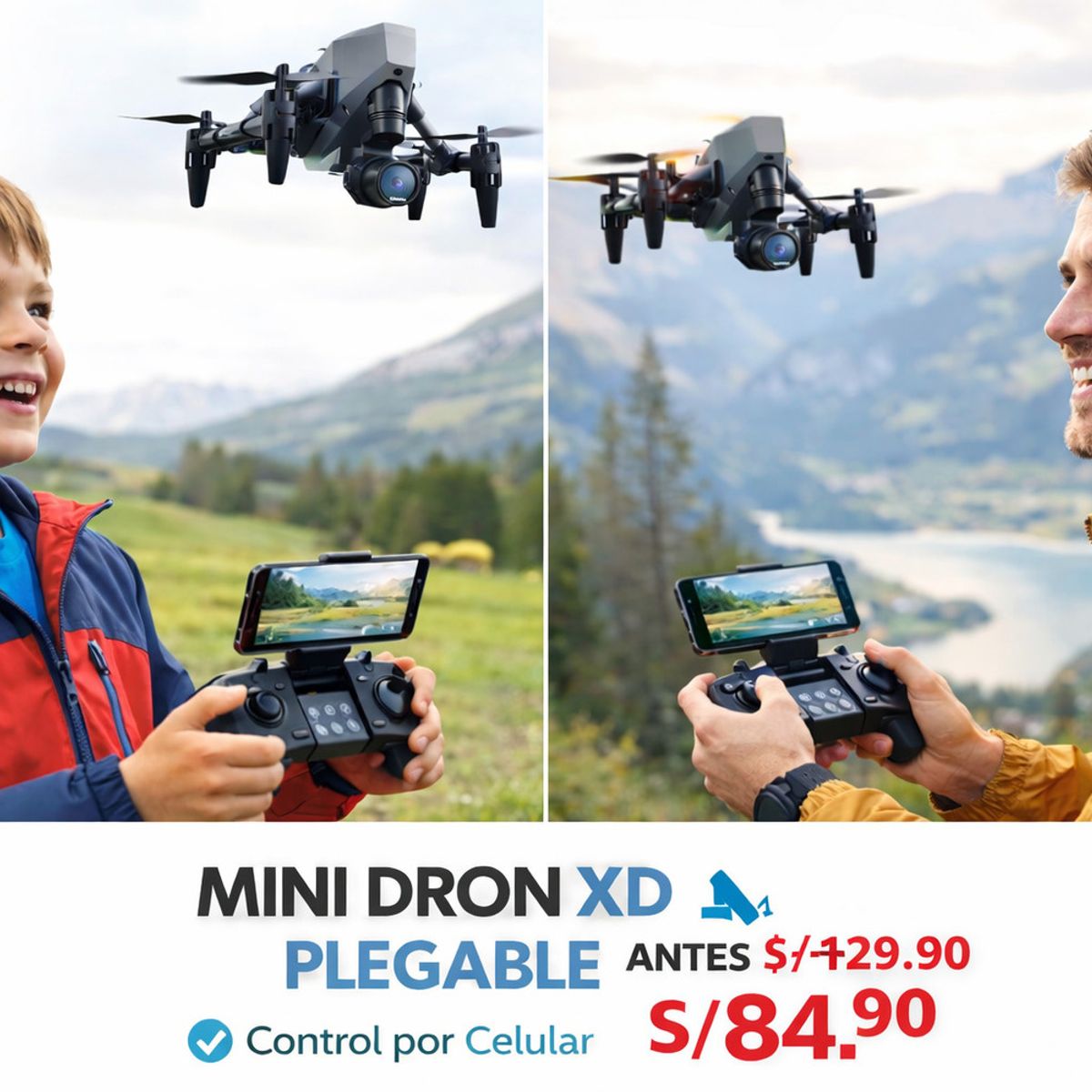 GENERICO - Mini Dron XD1 con Cámara HD  Plegable y Fácil de Volar para Principiantes