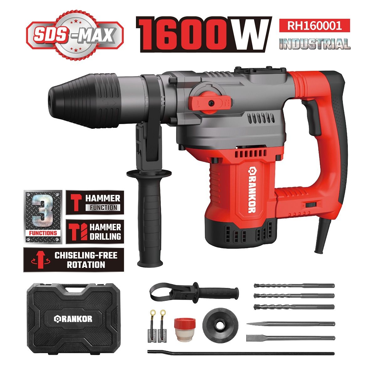 RANKOR - ROTOMARTILLO SDS-MAX 8KG 12J 1600W RANKOR