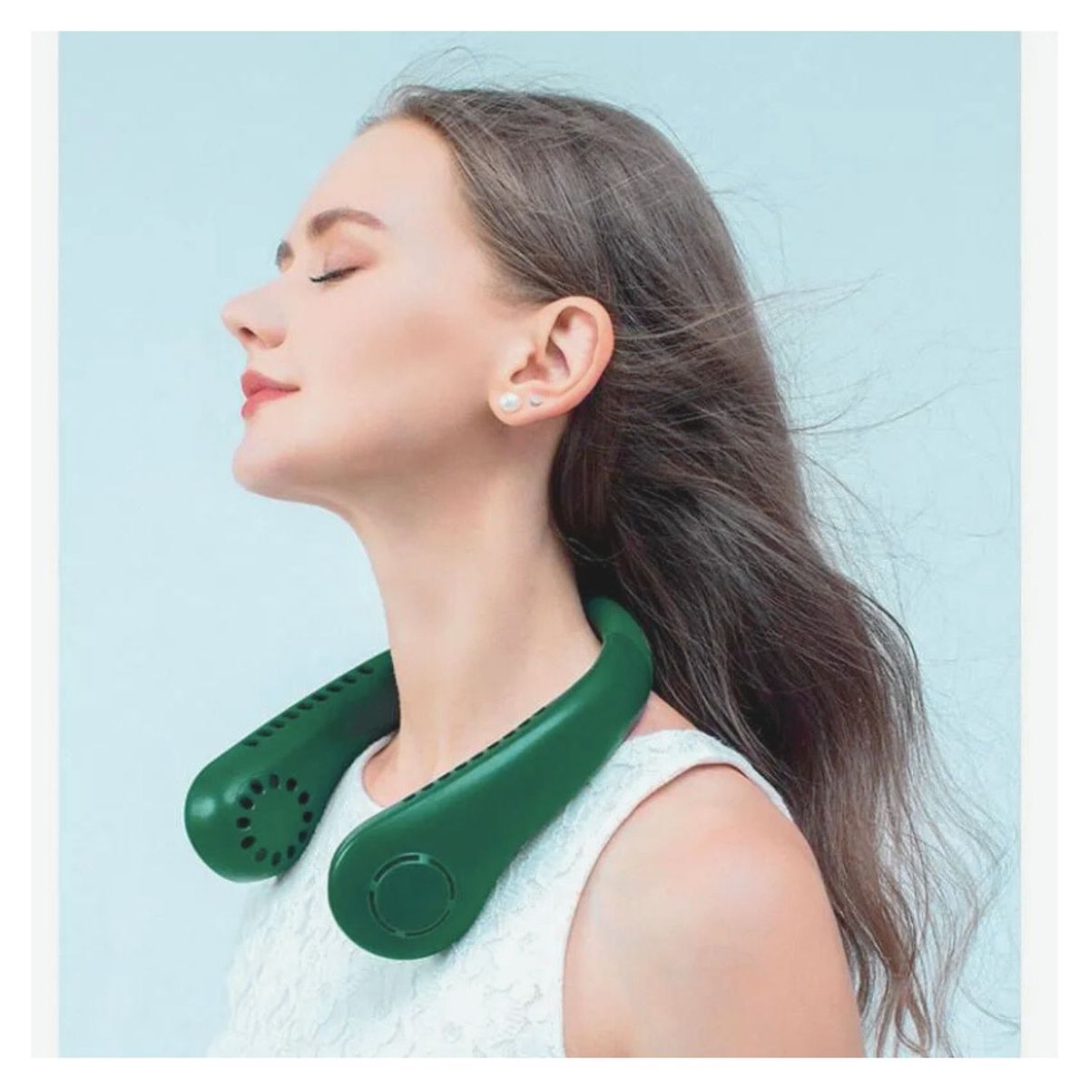 GENERICO - Ventilador de Cuello Recargable Portátil de 3 Velocidades - Verde