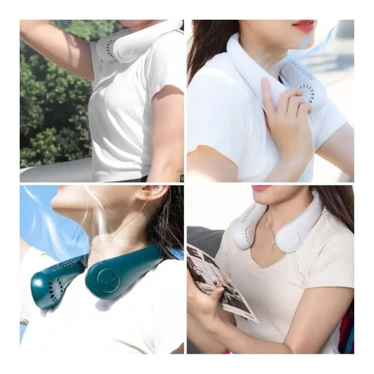 GENERICO - Ventilador de Cuello Recargable Portátil de 3 Velocidades - Azul