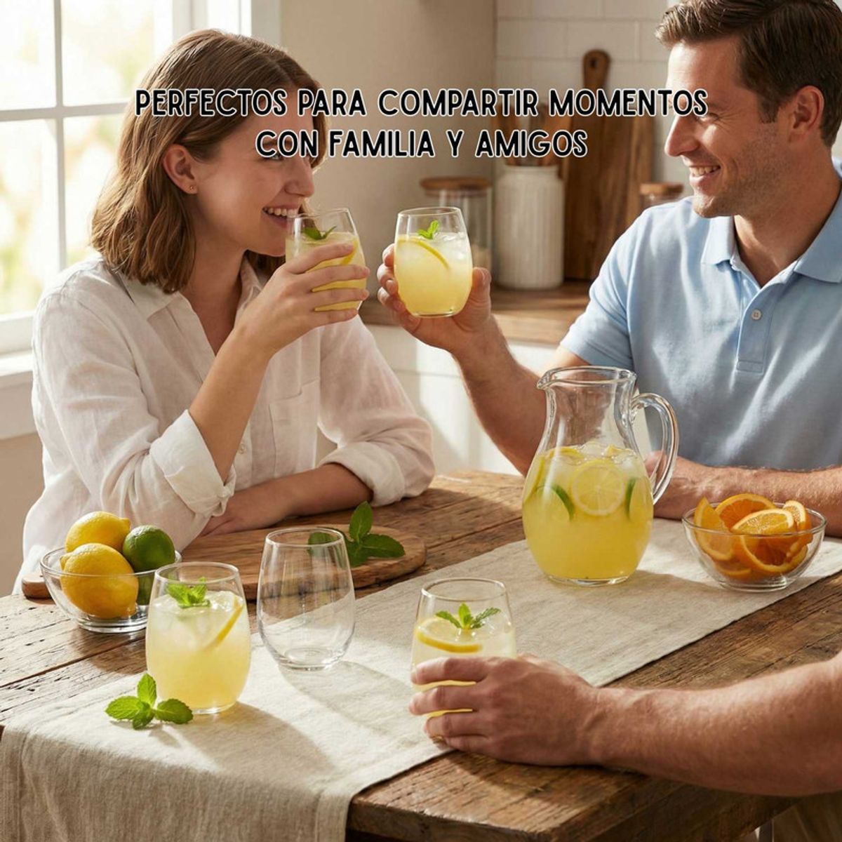 NADIR - Set 6 Vasos Dubái de Vidrio 480ml para Bebidas Frías