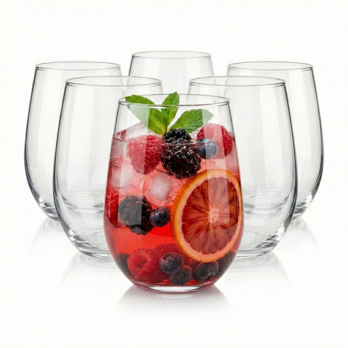 NADIR - Set 12 Vasos Dubái de Vidrio 480ml para Bebidas Frías