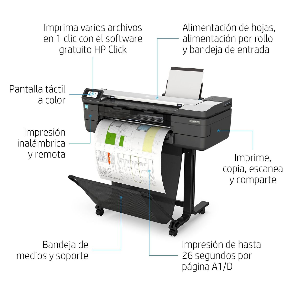HP - Plotter Multifunción HP DesignJet T830 24 pulgadas Wi-Fi