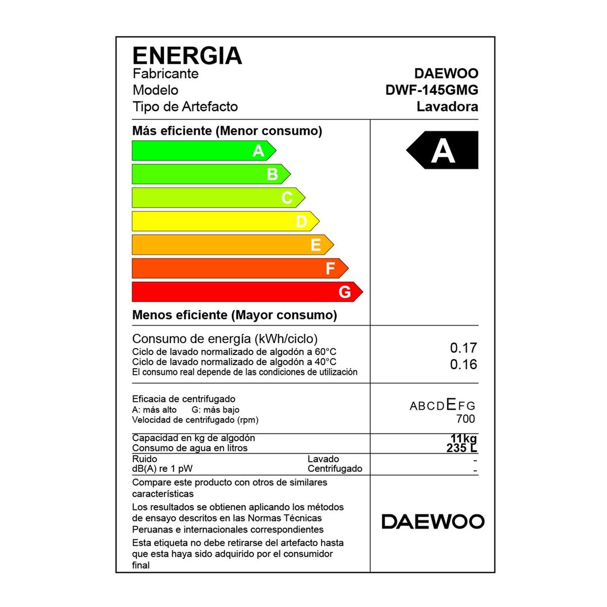 DAEWOO - Lavadora 14,5 kg DWF-145GMG Silver