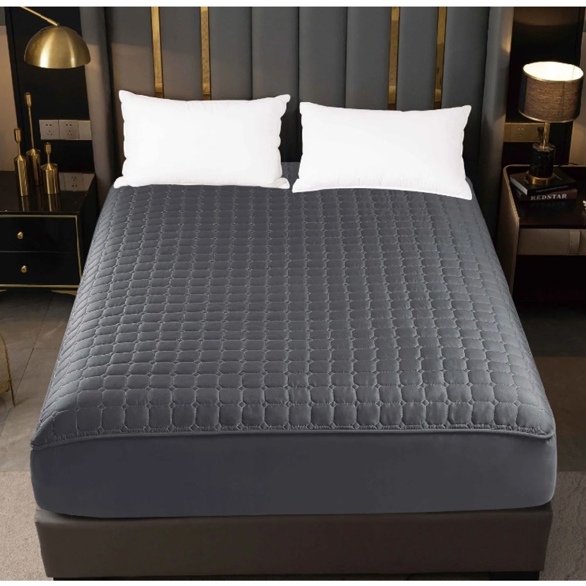 GENERICO - Protector de Colchon Queen Imperneable Gris Con Cierre