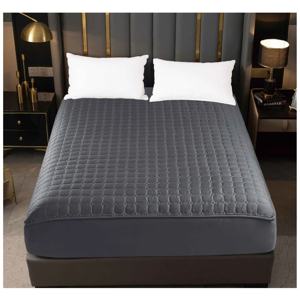 GENERICO - Protector de Colchon Queen Imperneable Gris Con Cierre