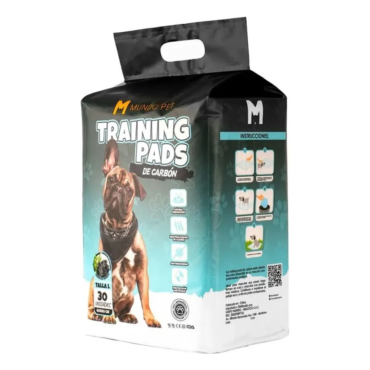 GENERICO - TRAINING PADS DE CARBON ACTIVADO Talla L 60x60cm Paquete de 30 Unidades
