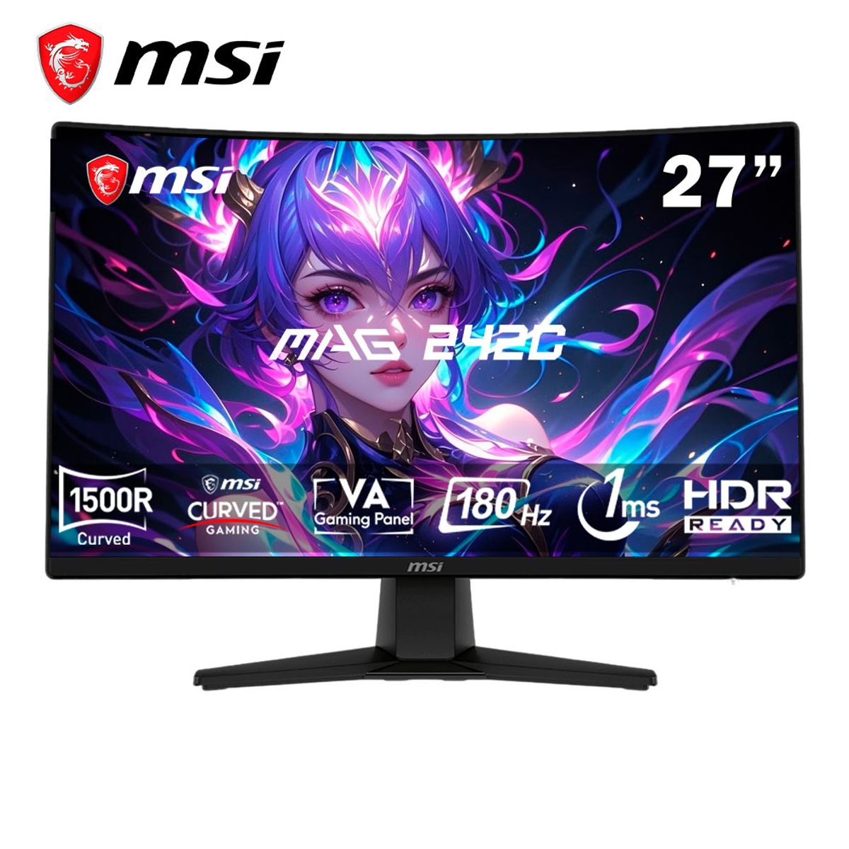 MSI - Monitor MSI MAG 242C Curvo 1500R 24” FHD VA HDMI DP