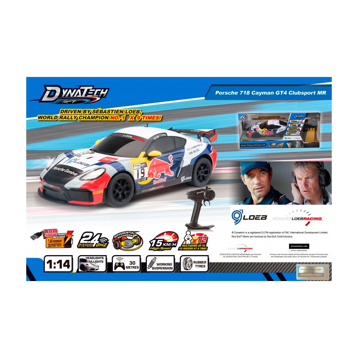 GENERICO - CARRITO A CONTROL REMOTO PORSCHE 718 CAYMAN GT4 CLUBSPORT MR-114-24G