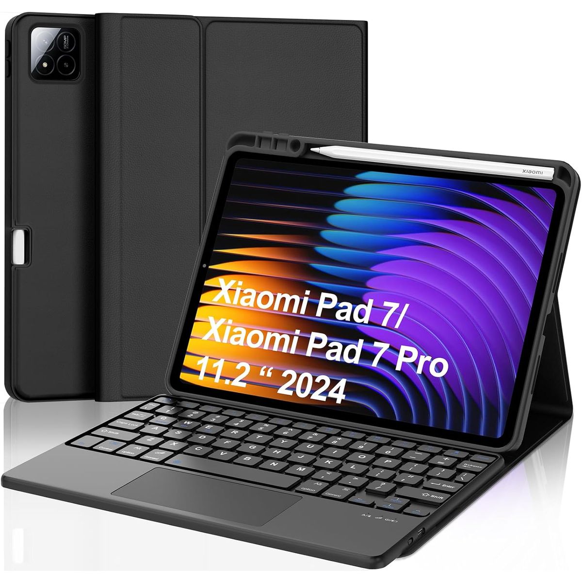 GENERICO - Funda Con Teclado Bluetooth Touchpad para Xiaomi Pad 7 / Pad 7 pro 11.2" - Negro