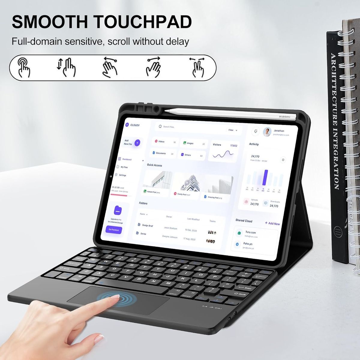 GENERICO - Funda Con Teclado Bluetooth Touchpad para Xiaomi Pad 7 / Pad 7 pro 11.2" - Negro