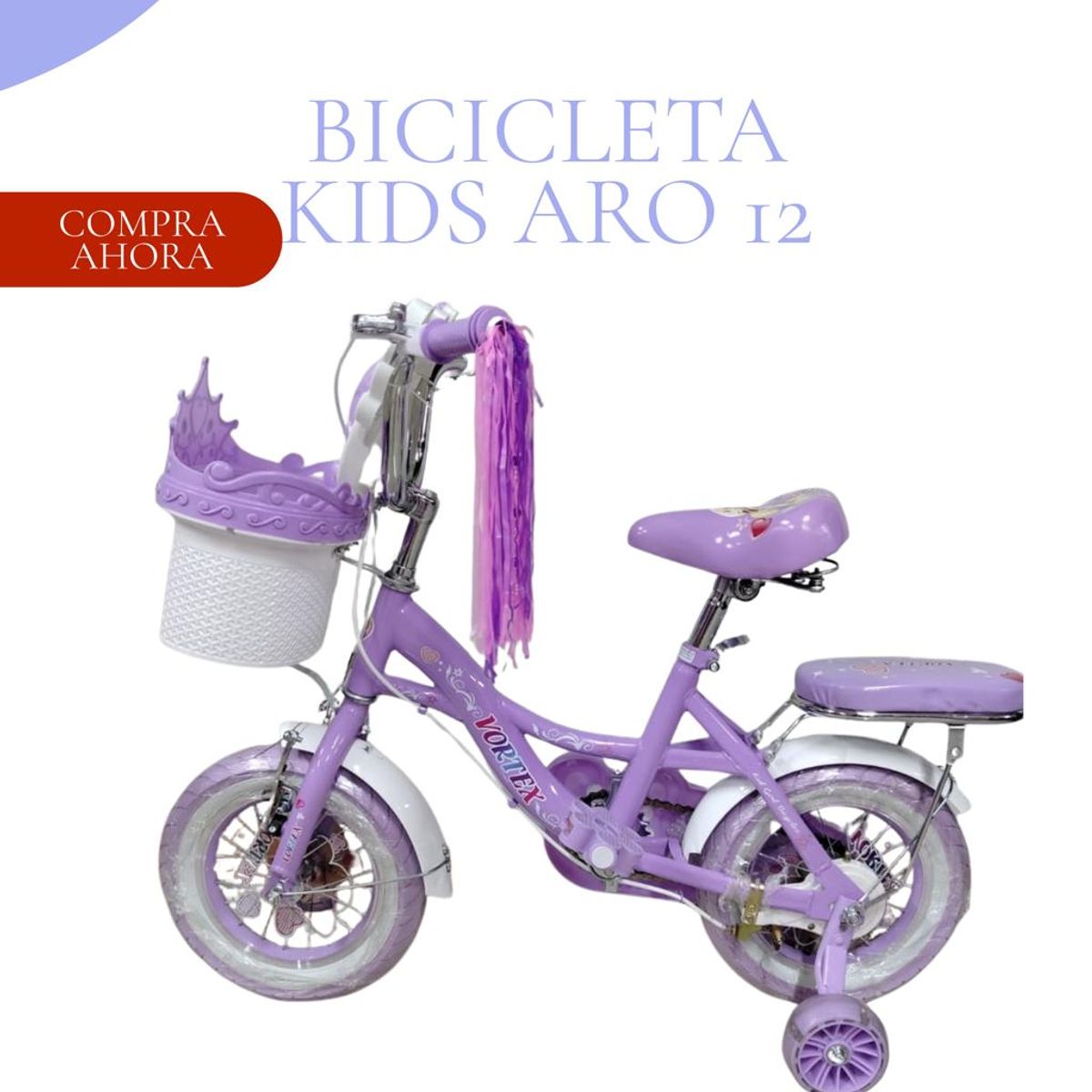 GENERICO - Bicicleta Para Niña Infantil VORTEX Aro 12 LILA