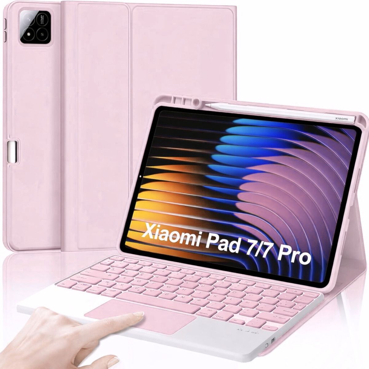 GENERICO - Funda Con Teclado Bluetooth Touchpad para Xiaomi Pad 7 / Pad 7 pro 11.2" - Rosado