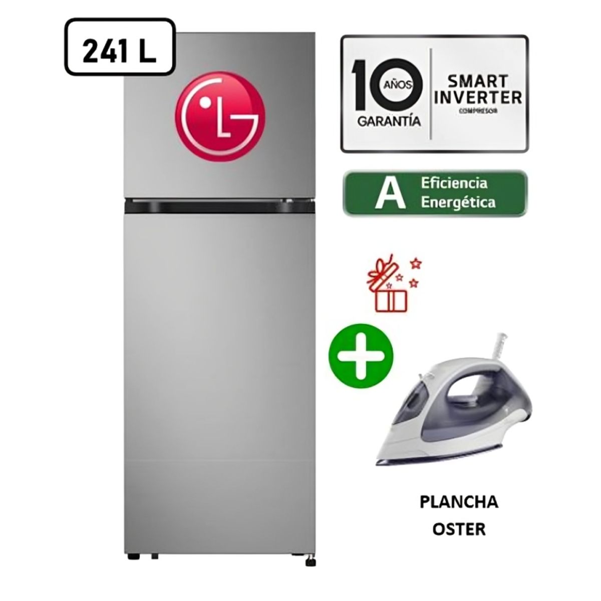 LG - Refrigeradora LG VT24BPY 241L Plateado