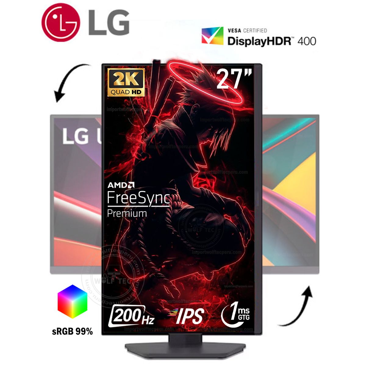 LG - MONITOR LG GAMER Ultragear G6 27G610A-B 27 IPS QHD 200Hz 1ms FreeSync Premium