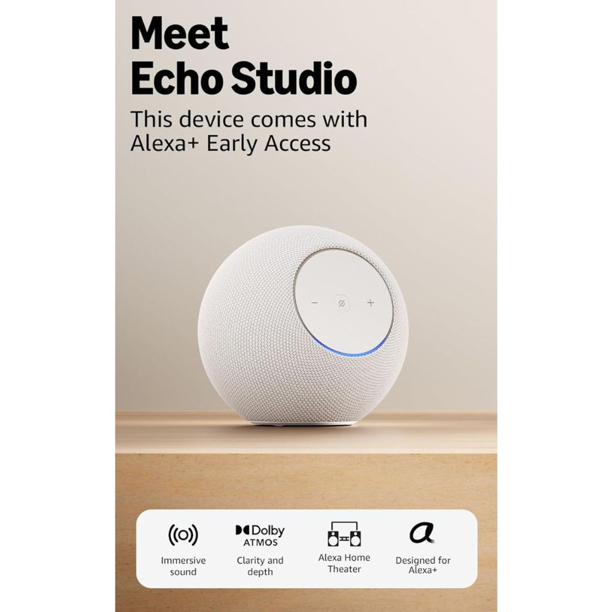 AMAZON - Echo Studio Amazon 2025 Audio Espacial Color Blanco Glaciar