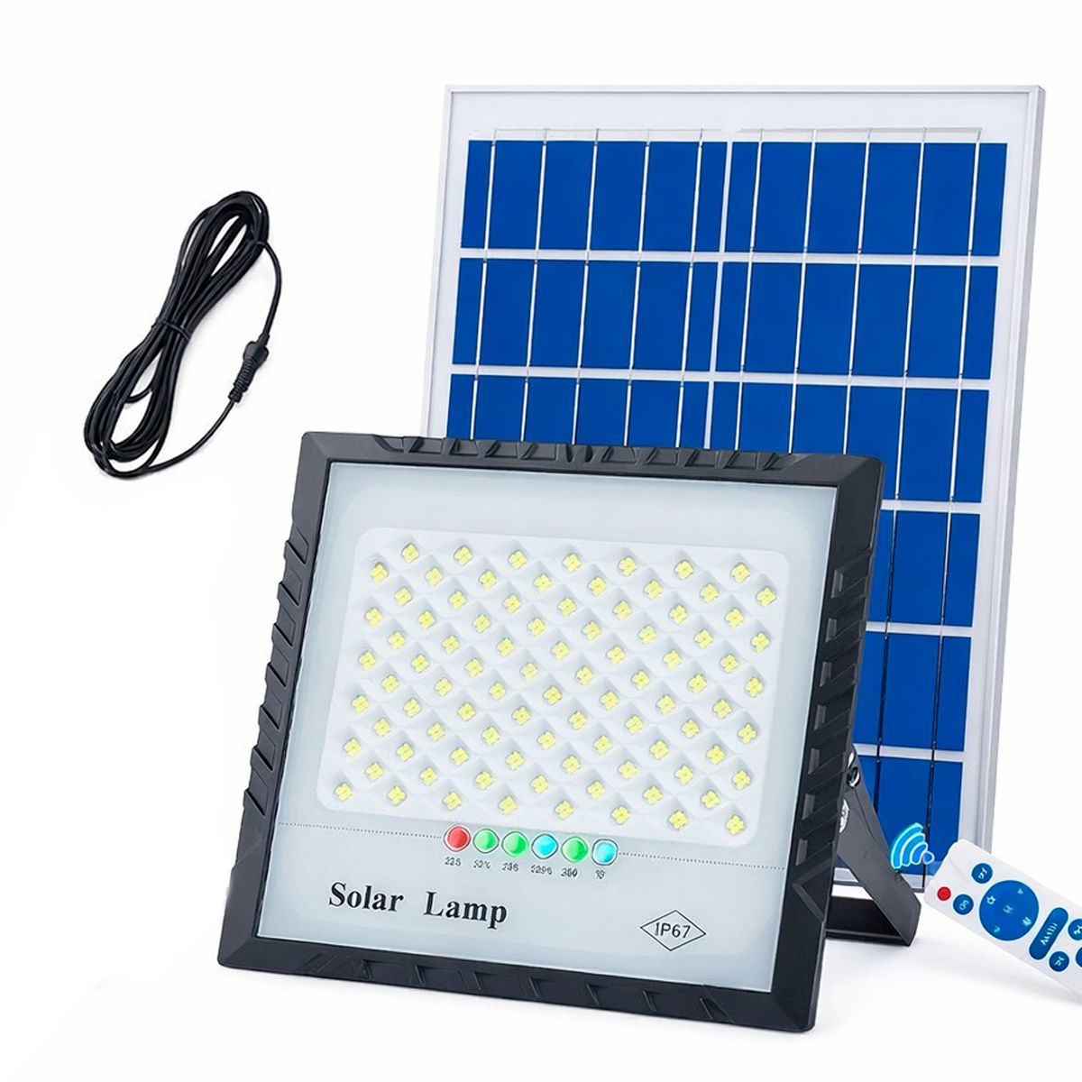 GENERICO - Lampara 100W 12000mah más Panel Solar y Control Remoto