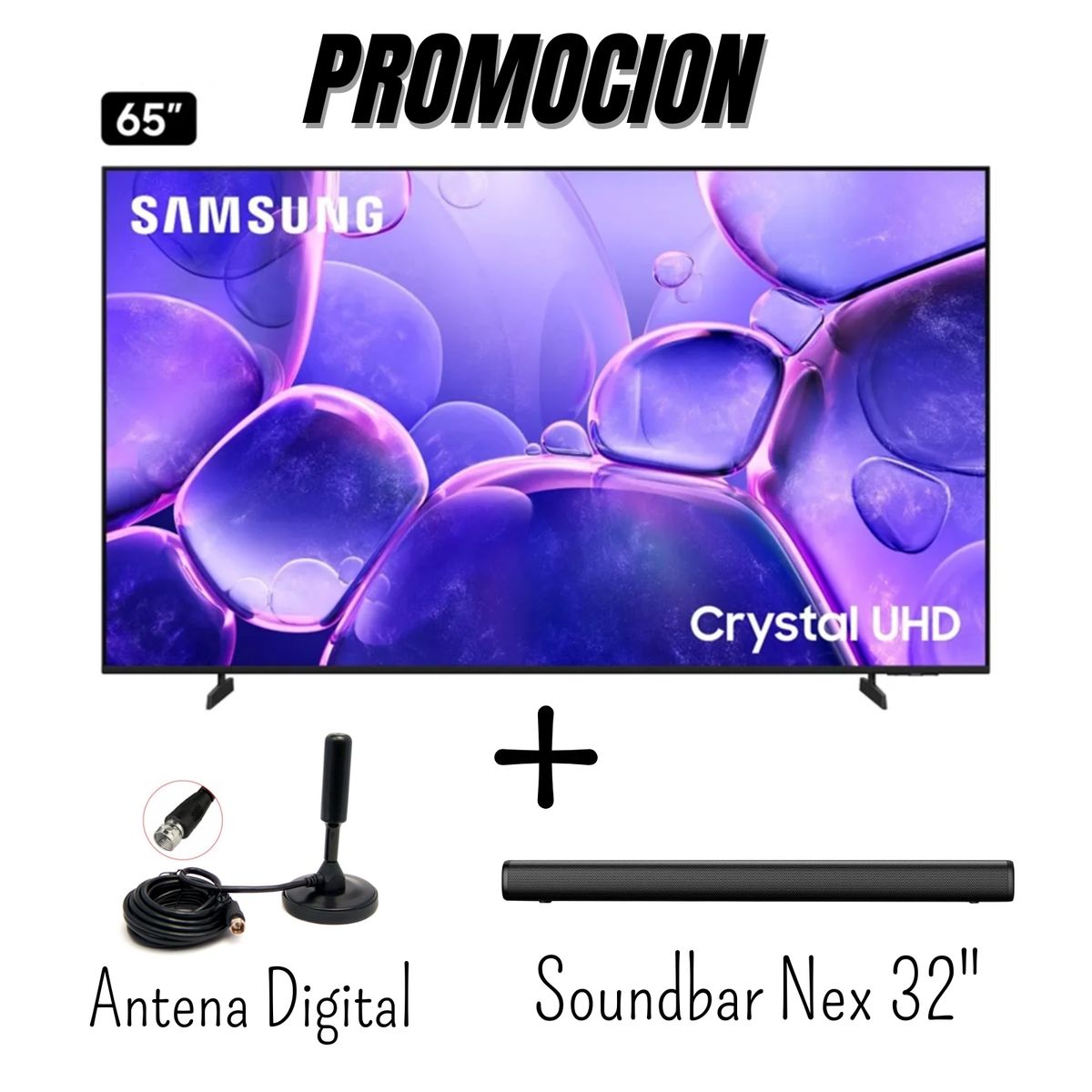 Televisor Samsung 65 Pulgadas Crystal UHD 4K UN65U8000FGXPE + Antena Digital + Soundbar Nex (Combo), marca SAMSUNG - Foto Principal