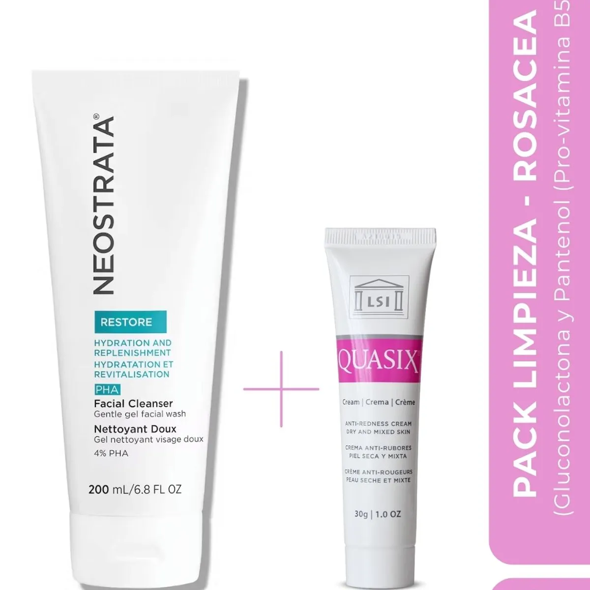 NEOSTRATA - Pack limpieza- Rosacea Facial Cleanser y Quasix crema