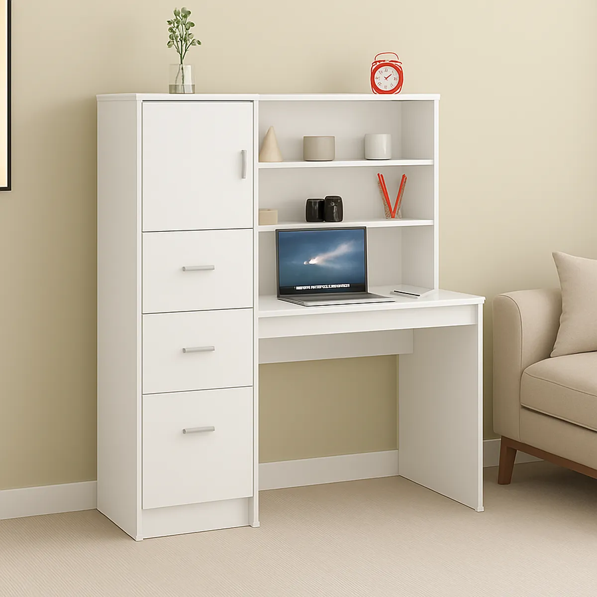 GENERICO - Escritorio con Estante Ensueño de Melamina  Capri