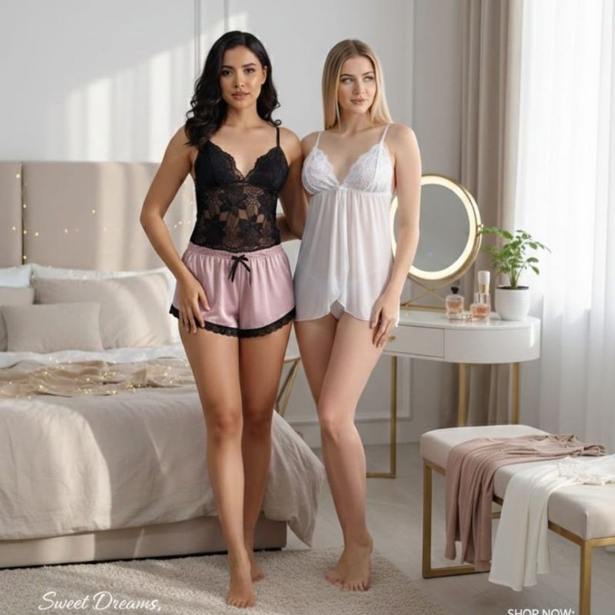 GENERICO - PACK 8 PRENDAS, PIJAMA / BABYDOLL Y 4 TRUZAS PERLA PALO ROSA