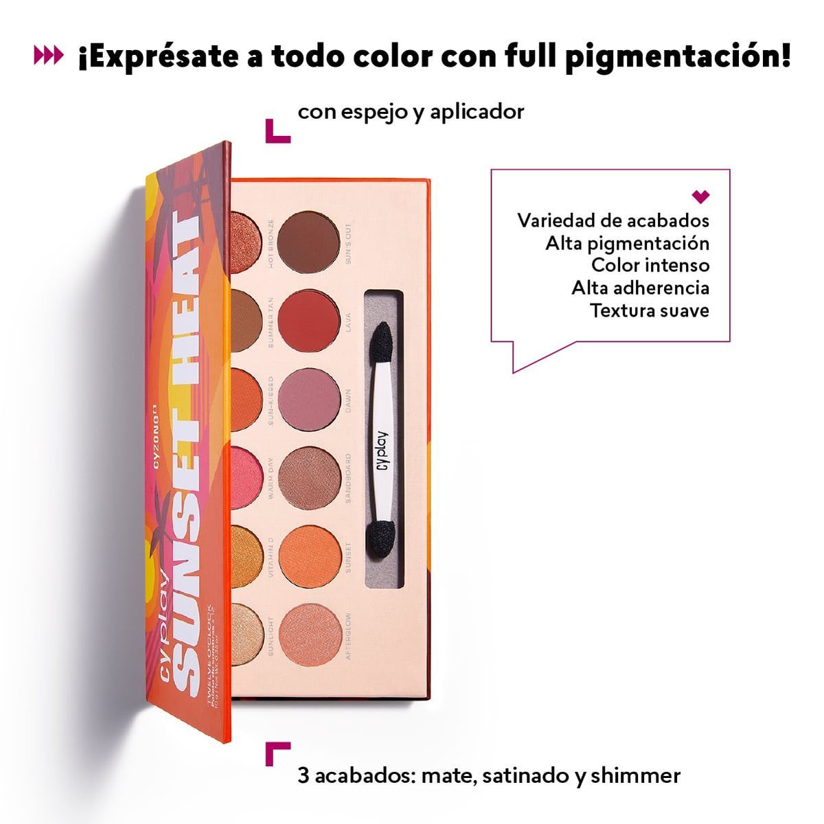 CYZONE - Paleta De Sombras 12 colores Twelve O'clock Cyplay sunset heat