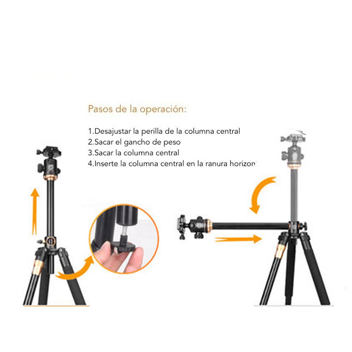 GENERICO - Trípode Q999h Horizontal 360° Beike Cenital Canon Nikon Sony 8kg