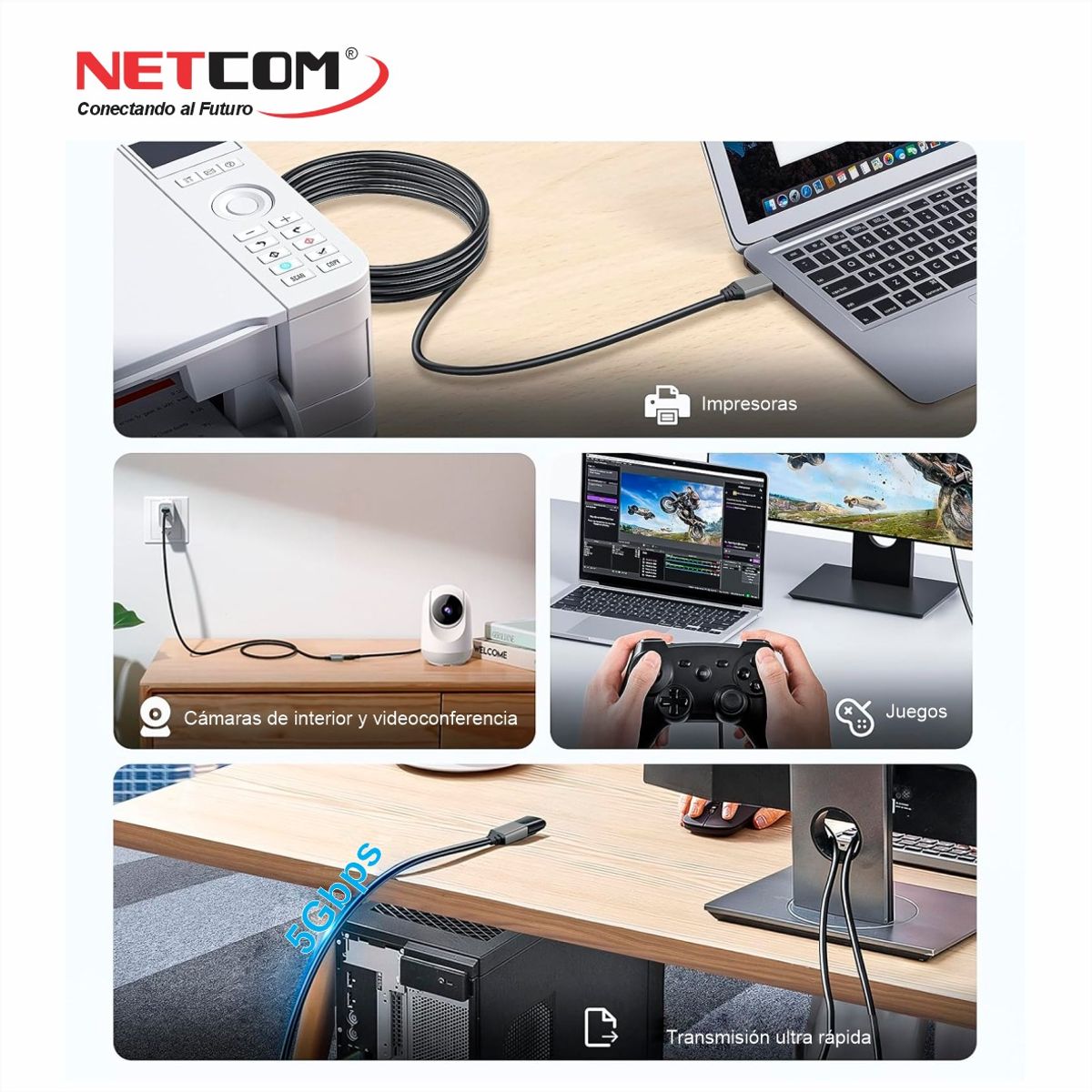 GENERICO - CABLE EXTENSION USB 3.2 GEN2 ACTIVA DE 15 MTS (5Gbps, 100W, 4K@60Hz)  -  NETCOM