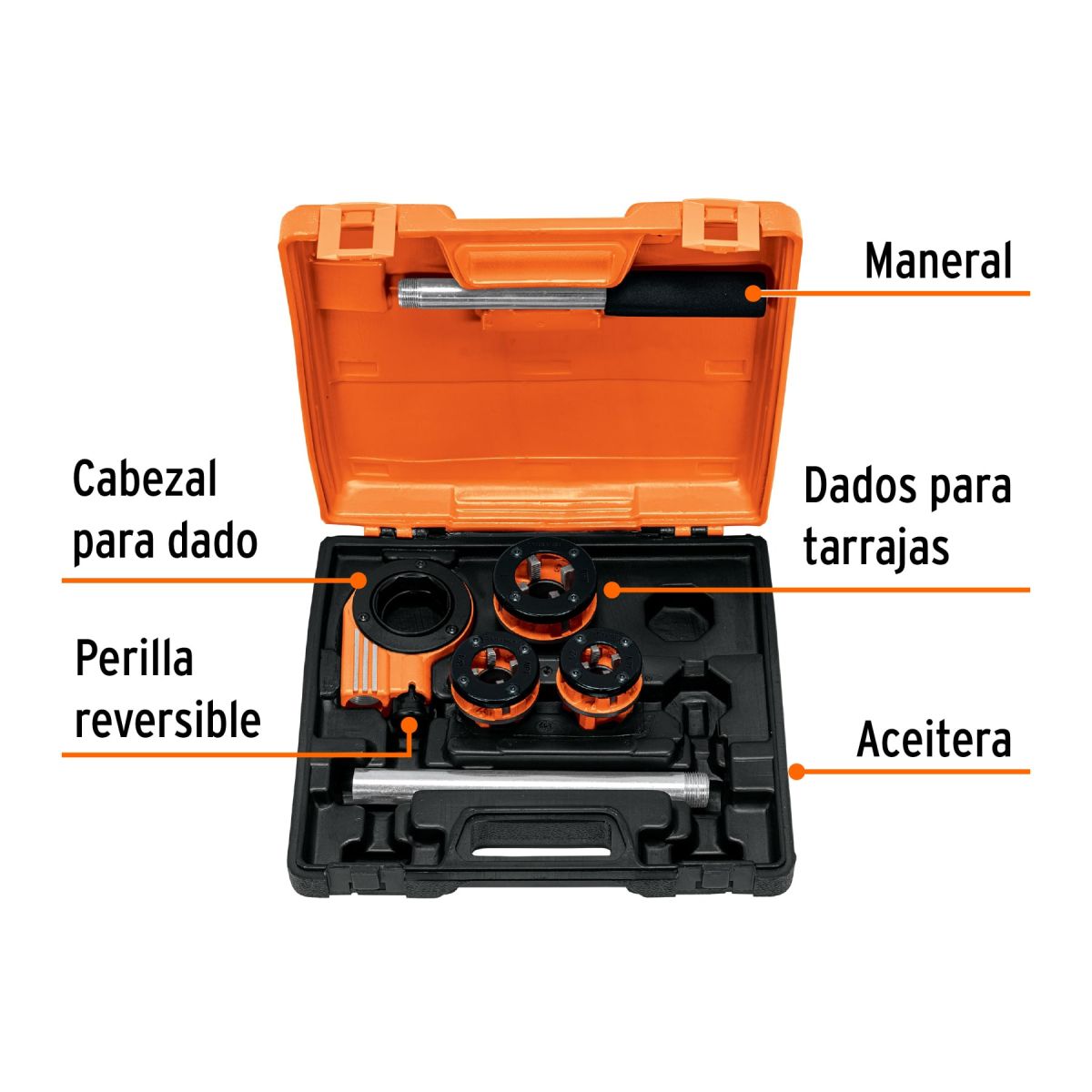 TRUPER - Juego de 4 tarrajas para tubo de 1/2" a 1", Truper