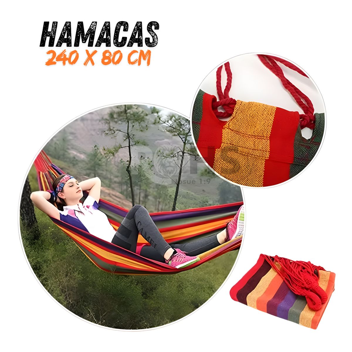 OEM - Hamaca de Lona gruesa y Ancha Individual para Jardín o Acampar al Aire libre