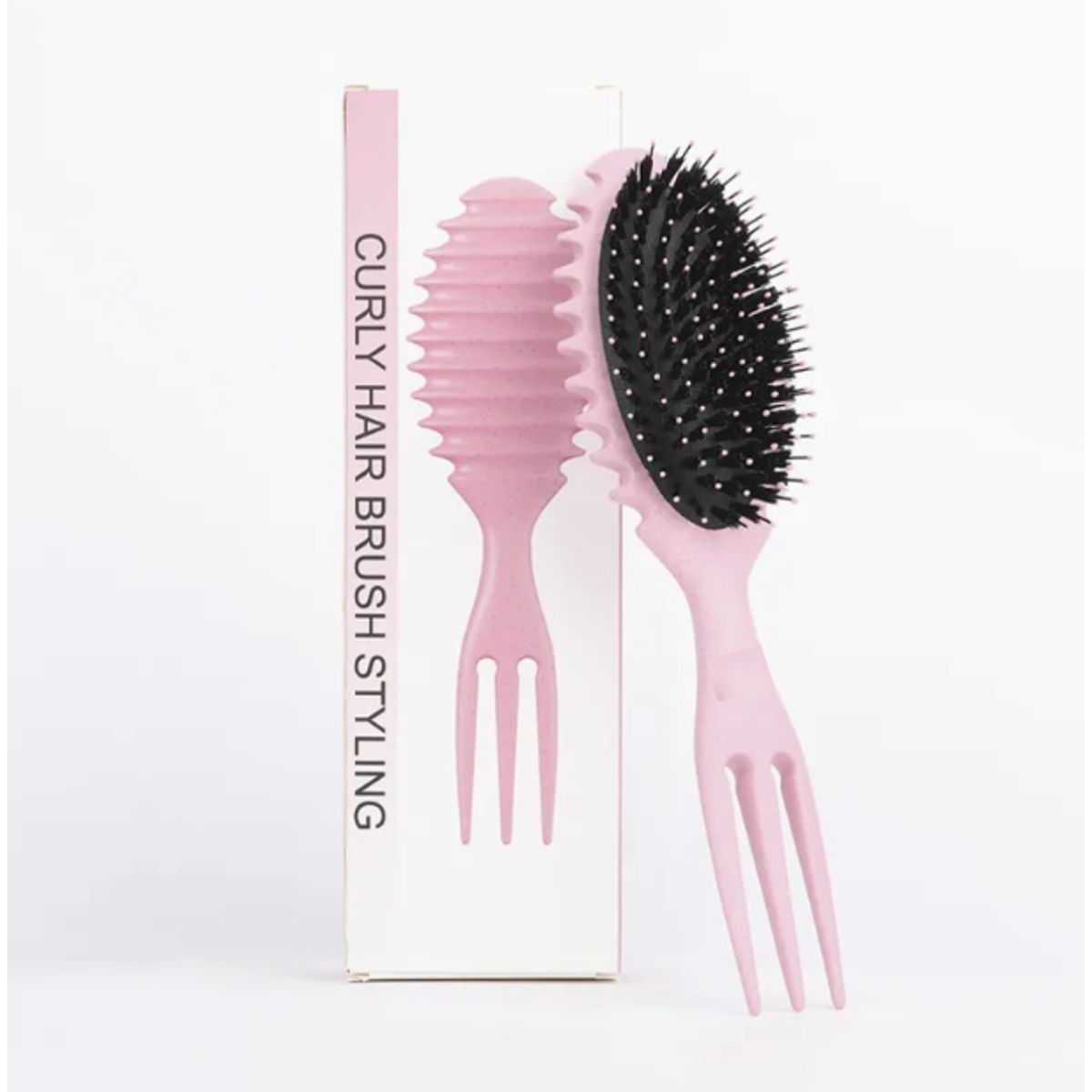 GENERICO - CEPILLO PEINE PARA RIZOS-ROSA