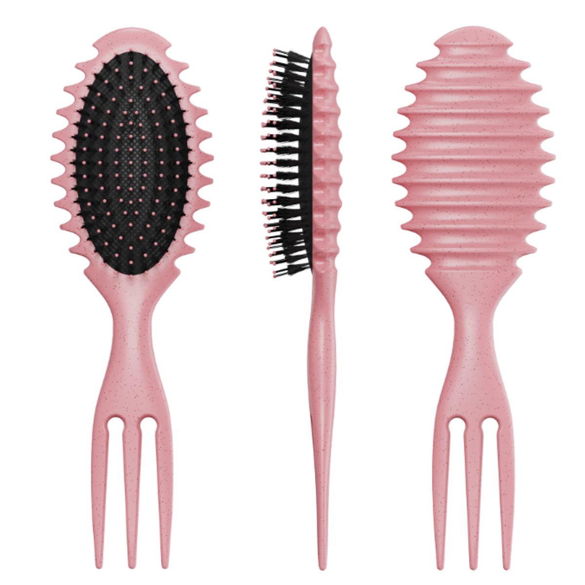 GENERICO - CEPILLO PEINE PARA RIZOS-ROSA