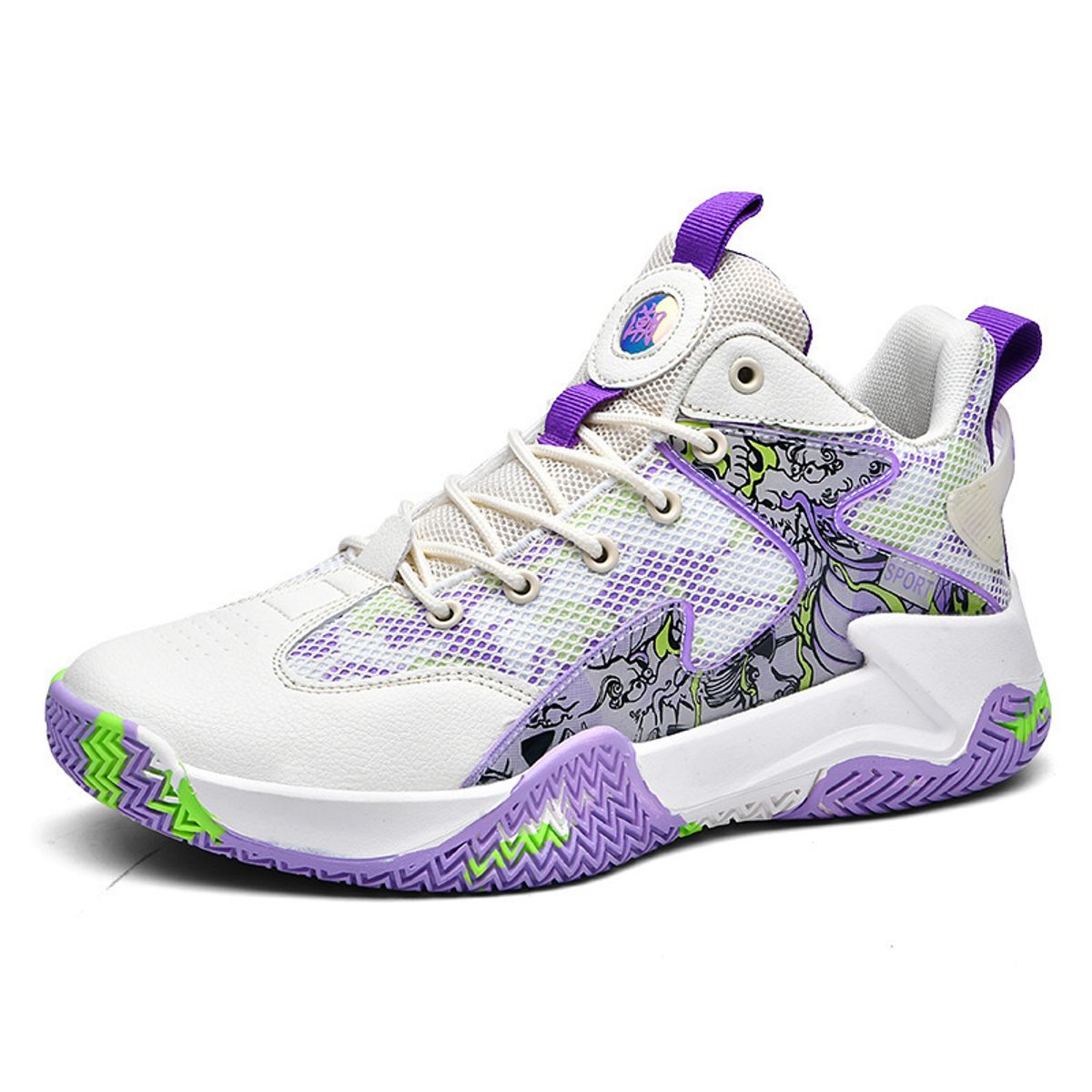 DANWEILE - Zapatillas de baloncesto transpirables de caña baja para hombre Morado