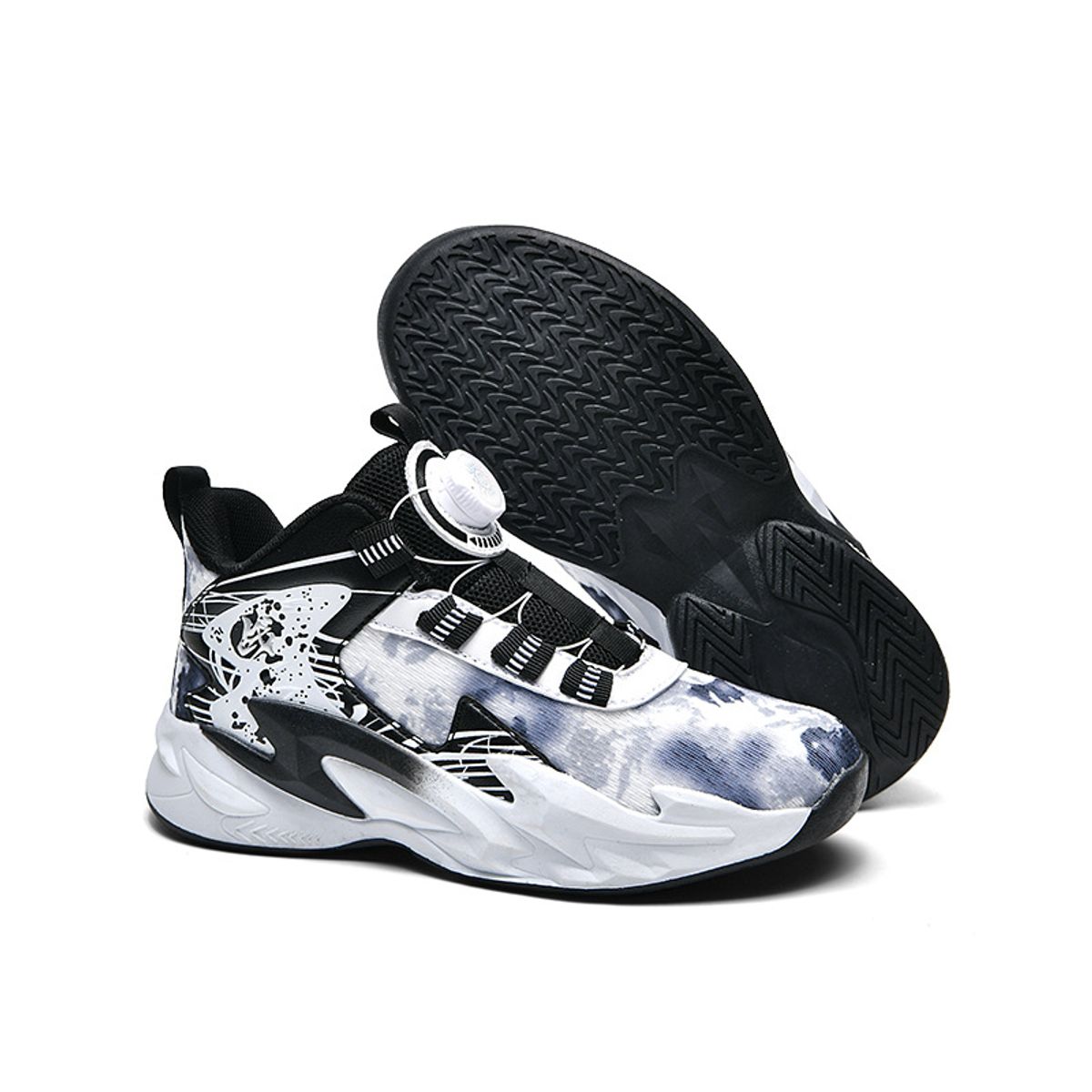 DANWEILE - Zapatillas de baloncesto transpirables con hebilla giratoria Negro