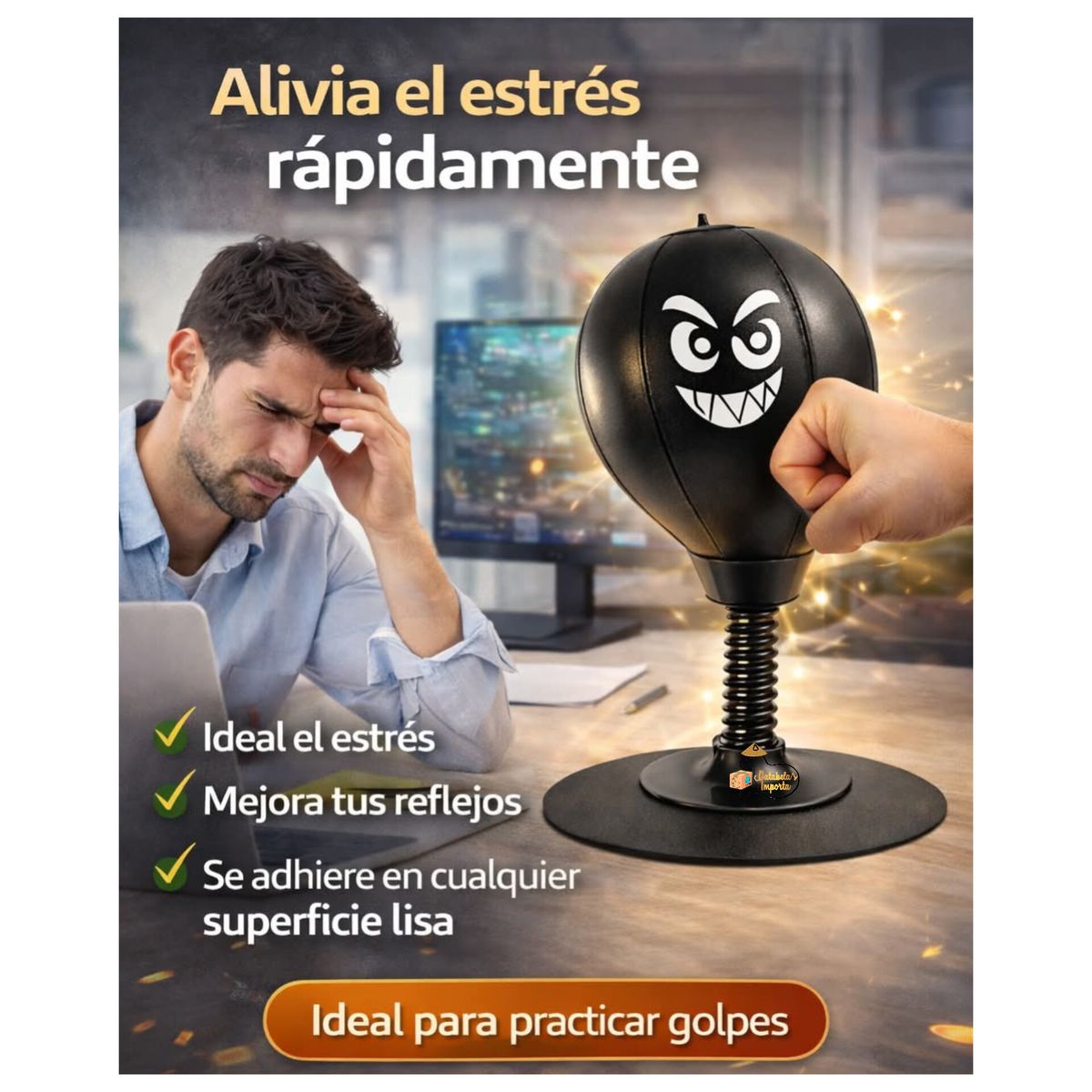 OEM - Pera de BOX Anti Estrés Portátil y Adaptable en Hogar - Oficina  NEGRO