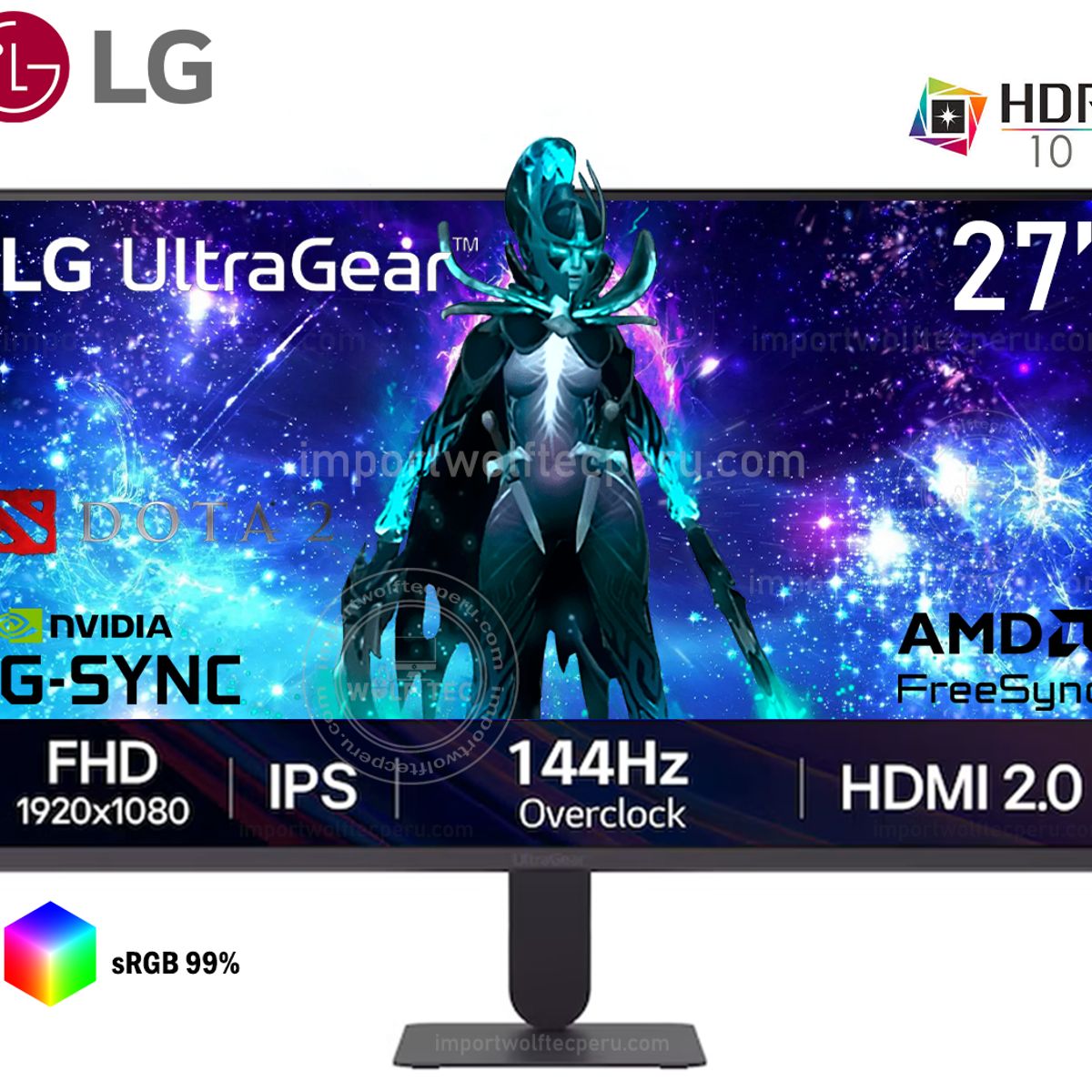LG - MONITOR LG ULTRAGEAR G4 27G411A-B 27 IPS FHD 144Hz OC 1ms Compatible G-Sync FreeSync