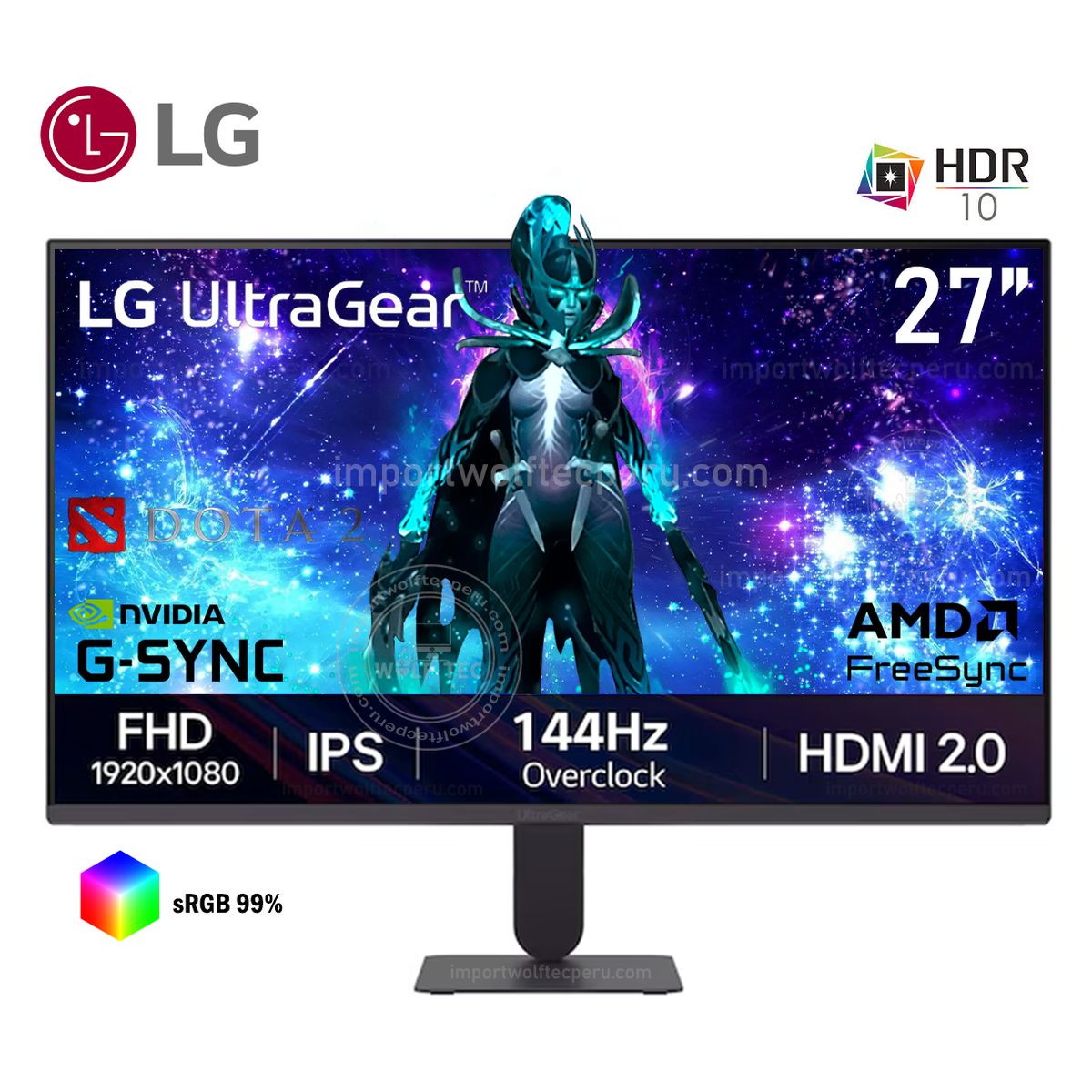 LG - MONITOR LG ULTRAGEAR G4 27G411A-B 27 IPS FHD 144Hz OC 1ms Compatible G-Sync FreeSync