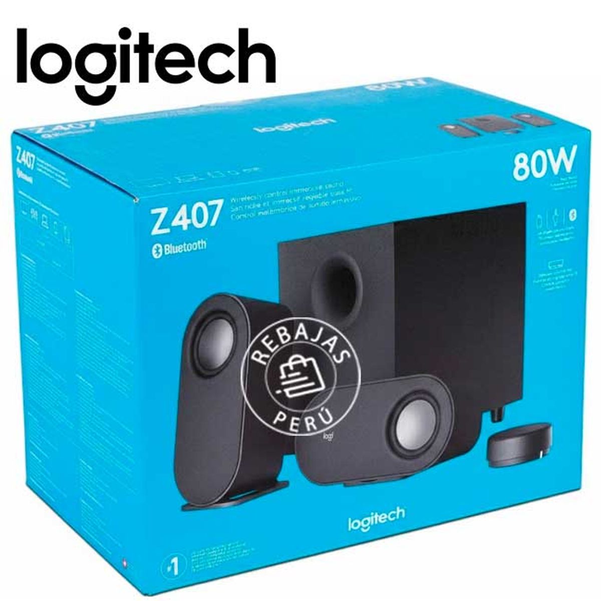 LOGITECH - Parlante 2.1 Logitech Z407 Bluetooth 80W Negro