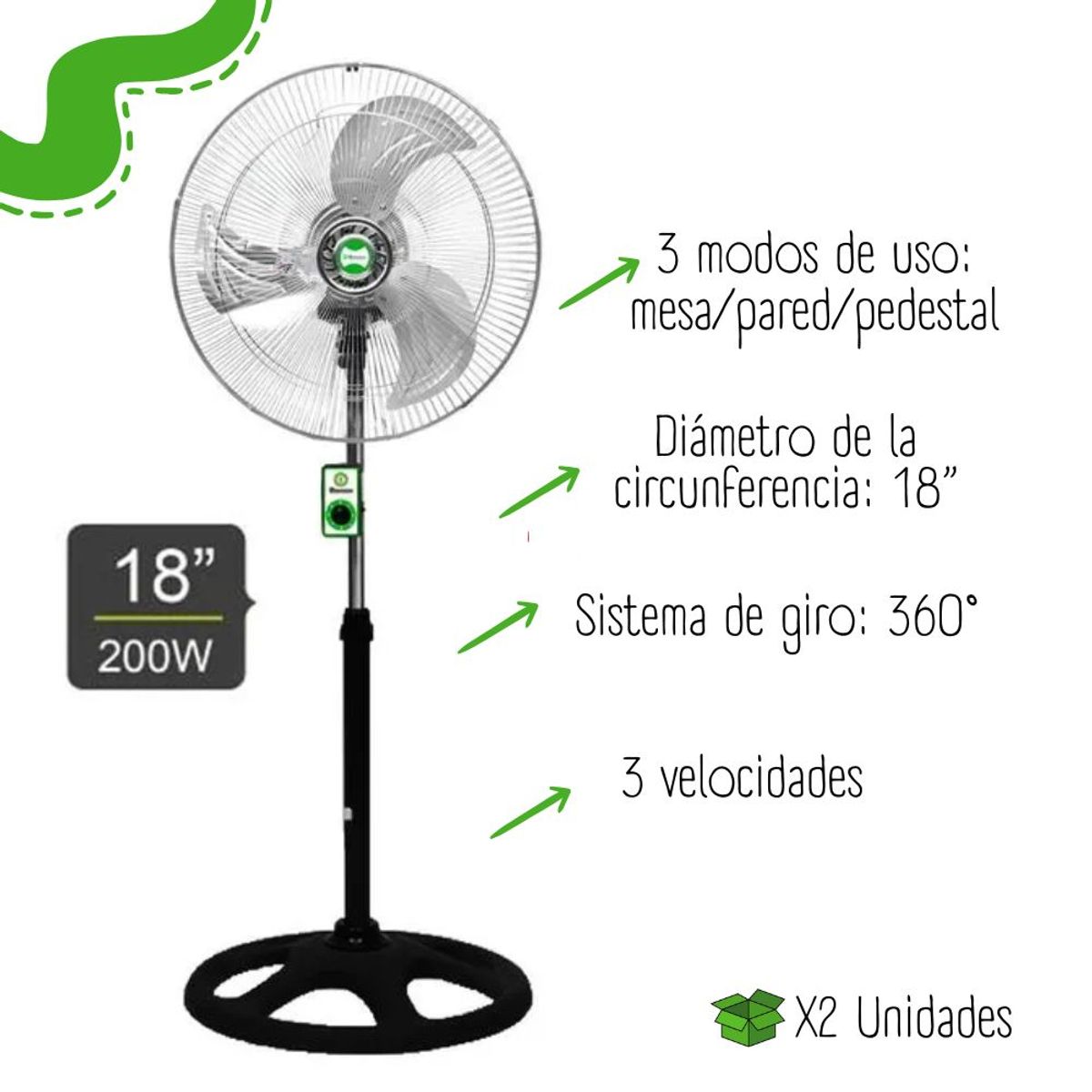 BOSSKO - Ventilador Bossko Orbital 18" 3 en 1 BK-8220VO X2UNIDADES