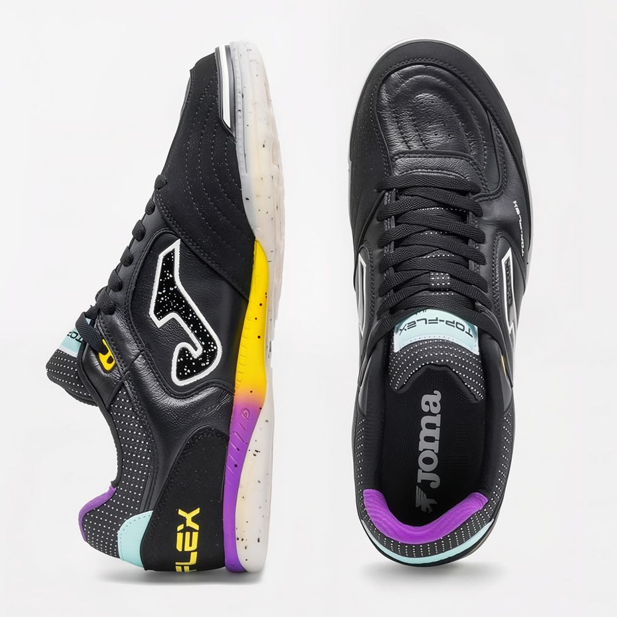 Joma - Zapatillas Futbol Sala Top Flex 2601 IN Negro Morado Amarillo