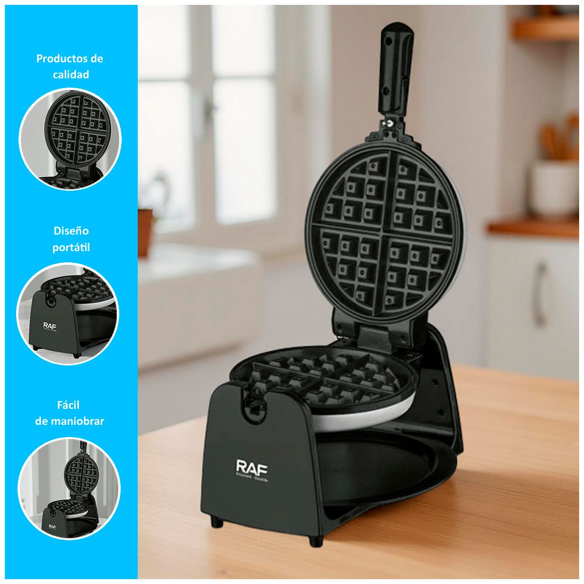 GENERICO - Máquina Para Hacer Waffles  Negro