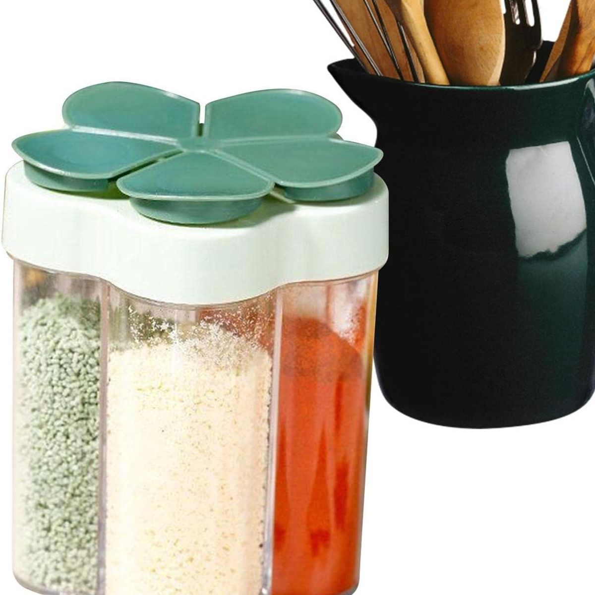 GENERICO - Pack de 5 Condimenteros modelo flor organizador para 5 especias