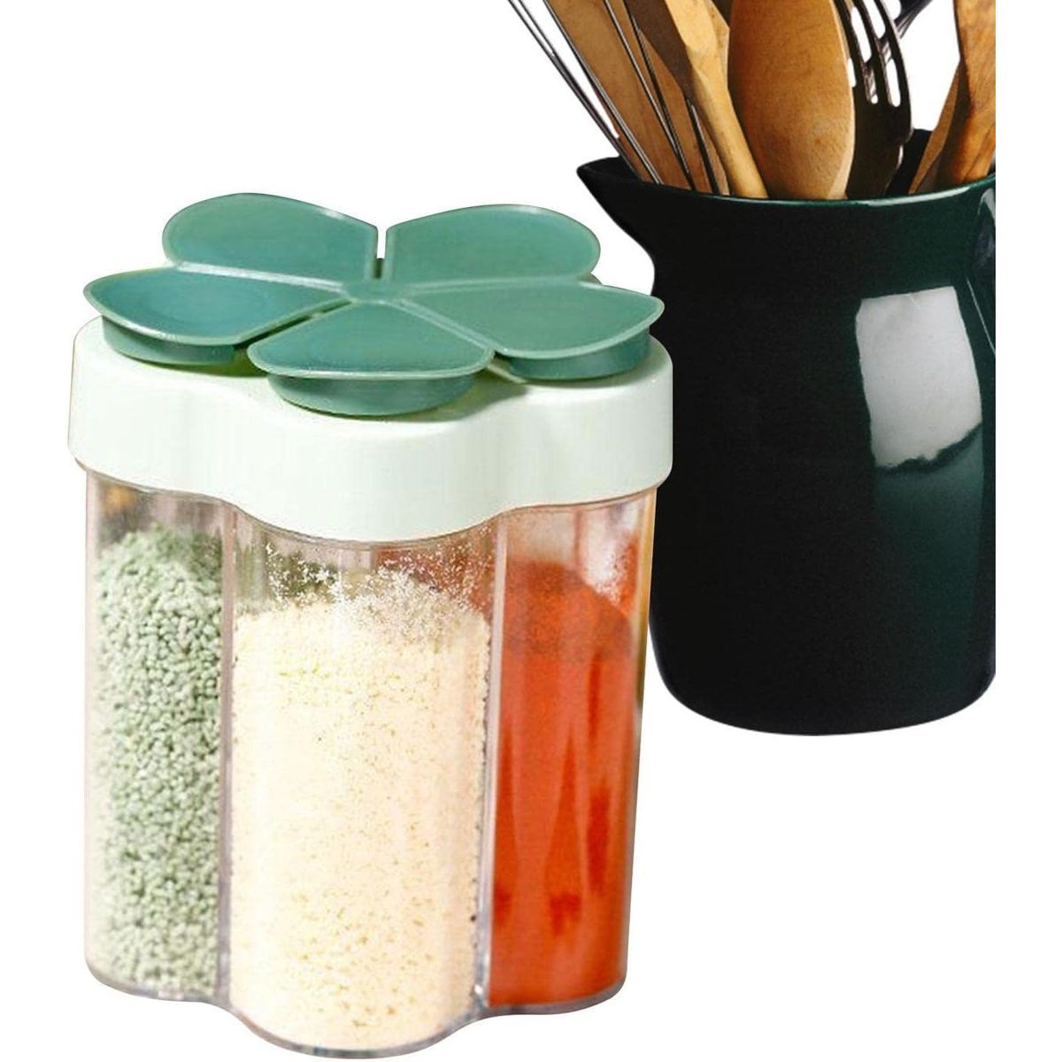 GENERICO - Pack de 5 Condimenteros modelo flor organizador para 5 especias