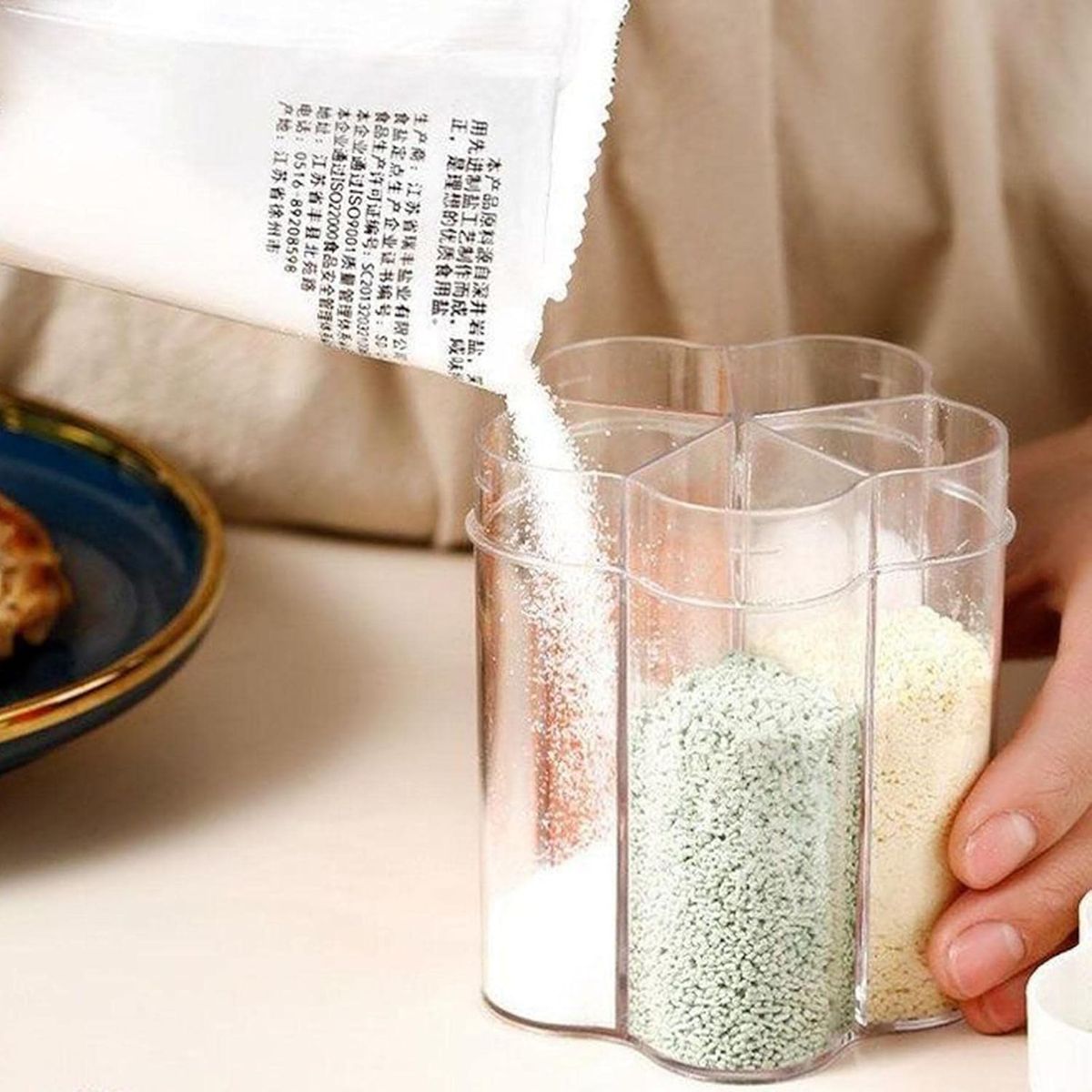 GENERICO - Pack de 5 Condimenteros modelo flor organizador para 5 especias